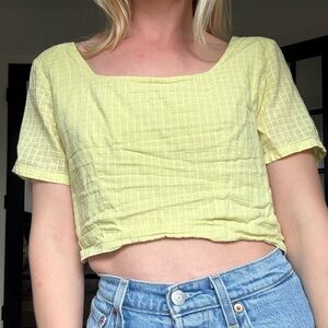 Paloma Wool Light Yellow Square-Neck Crop Top